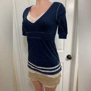 Y2k vintage hollister NWT dark blue babydoll top